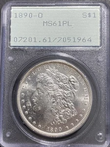 1890-O MORGAN SILVER DOLLAR PCGS MS61PL OLD GREEN HOLDER RATTLER FREE SHIPPING! - Picture 1 of 3