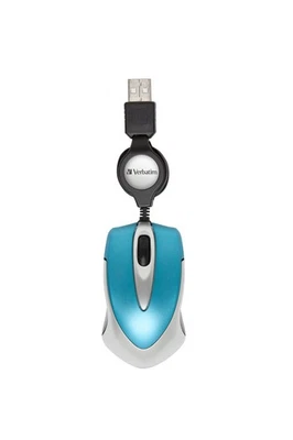 Verbatim Go Mini - USB Optical Travel Mouse with Retractable Cable, caribbean bl - Image 1 of 4