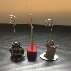 3 Vintage 1990er festlich, Katzen Foto Notiz Clip Ständer Weihnachtsschmuck Katze Design - Bild 1 von 4