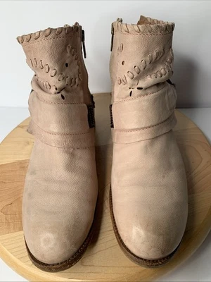 A.S. 98 Airstep Ankle Boots Pink Leather Sz 40 Distressed Side Zip Buckle Detail - Image 1 of 4