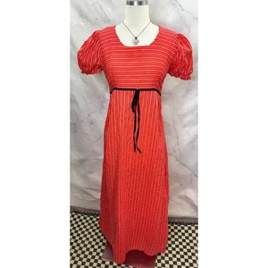 Maxi abito vintage anni 70 prateria taglia M vita impero cottagecore rosso regencycore - Foto 1 di 19