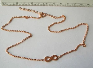 16-18" Adjust Rose Gold Plated Sterling Silver Infinity Tiny Cable Link Necklace - Picture 1 of 1