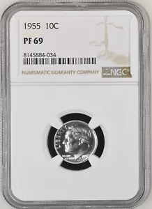 1955 Silver Proof Roosevelt Dime NGC PF69 - Picture 1 of 2