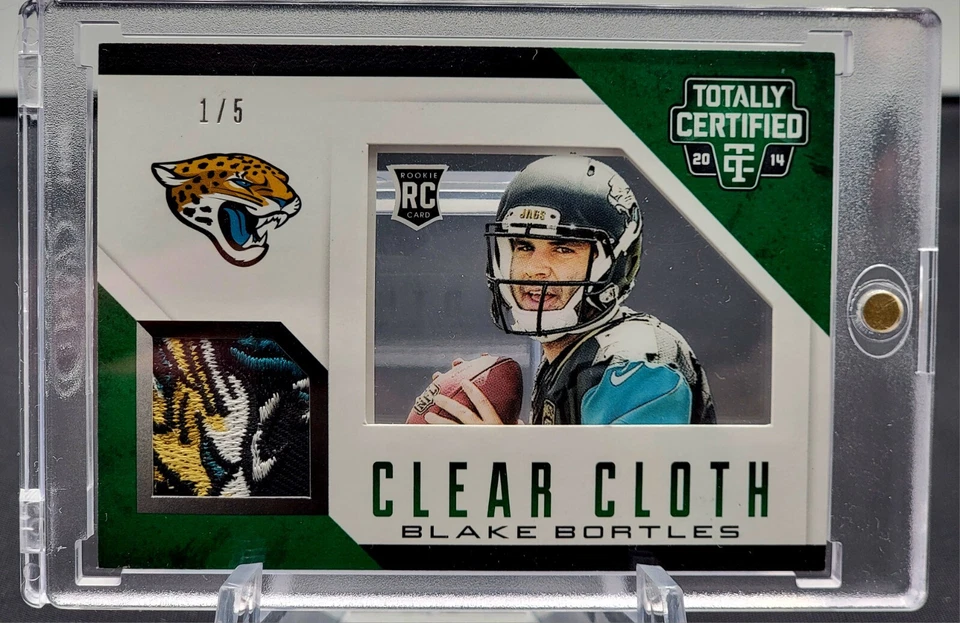 2014 Totally Certified Rookie Clear Cloth Blake Bortles Green /5 Jaguar Head RC - Image 1 of 3