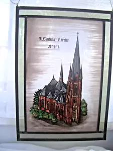 Rhede St. Gudula - Kirche Abbildung Glasmalerei Hinterglasmalerei Fensterbild Bl - Bild 1 von 10