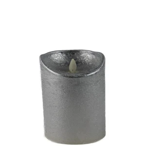 Candela Elettrica Con Timer Fiamma Tremolante Argento Altezza 10Cm - Foto 1 di 1