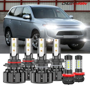 Fit Mitsubishi OUTLANDER 2014-2020 6x Combo LED Headlights + Fog Light Bulbs Kit - Picture 1 of 16