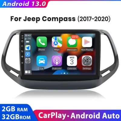 Radio de coche Carplay Android 13 32 GB de 10"" para Jeep Compass 17-2020 BT RDS GPS navegación  Foto 1 de 4