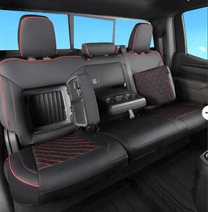 Silverado Custom Seat Covers: Waterproof Pickup Full Set(2019-2025) Black&Red - Picture 1 of 8