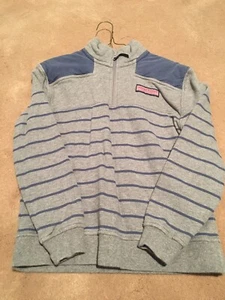Boys Vineyard Vines 1/2 Zip Navy & Gray Stripe Sweatshirt Size Medium - Picture 1 of 3