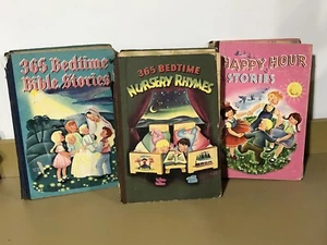 Vtg Bedtime Stories 365 Bible Story Happy Hour Nursery Rhymes Whitman Publishing - Picture 1 of 3
