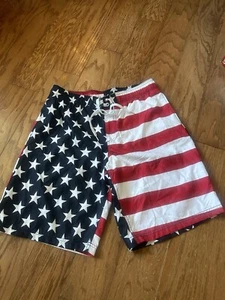 FADED GLORY Stars & Stripes Am. Flag Shorts, Men~L(36-38)Elastic/Dstring,Pockets - Picture 1 of 6