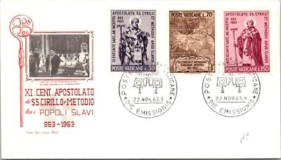 Vatican FDC 1963 - XI Cent Apostolate Holy C. Methodius - Roma Cachet - F30863 - Image 1 of 2