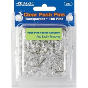 Bazic Transparent Clear Push Pins 100/ct - Picture 1 of 2