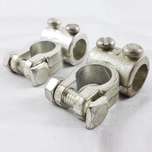 Pair Of Car Battery Terminals Heavy Duty Screw Type Plant 70mm Po Neg - Picture 1 of 3