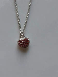 Chamilia 925 silve red cz petite heart adjustable length chain necklace  - Picture 1 of 8