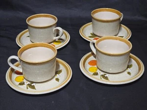 Vintage MIKASA Stone Manor TEMPTING Coffee / Tea Cup And Saucer F5812 - Set Of 4 - Picture 1 of 5