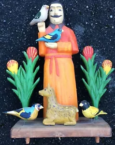 Escultura en madera tallada San Francisco con pájaros probablemente de Mieczyslaw Gaja - Imagen 1 de 3