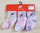 3 X Nike Socks Age 2 - 3 - 4 Years Tie Dye Purple Ankle Girls No Slip Toddler