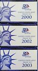 2000, 2002, 2003. Us Mint Annual Proof Sets, Lot of 3, 30 coins. Ogp & Coa