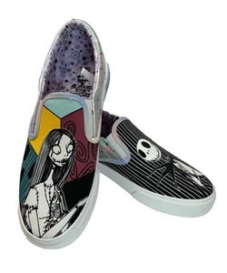 NWT Nightmare Before Christmas Mens 8.5/Women 10 slip on shoes Jack and Sally - Foto 1 di 8