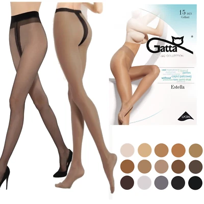 Damen Strumpfhose Halbmatte Fainstrumpfhose GATTA ESTELLA 15 DEN T-Band 2S-5XL - Bild 1 von 4
