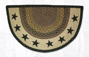 Alfombra trenzada de yute con media luna estampada. Alfombras de tierra. ESTRELLAS NEGRAS - Imagen 1 de 1