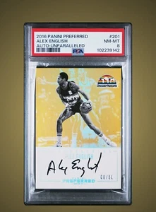 2016 Panini Basketball Preferred 201 Alex English Auto Unparalleled /50 PSA 8 - Picture 1 of 2