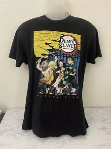 DEMON SLAYER ANIME Short Sleeve T-Shirt Mens L Black Official Tee Demonslayer F1 - Picture 1 of 4