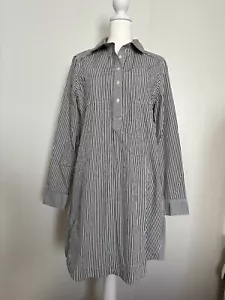 New Vineyard Vines Womens 4 white gray pin-stripe tunic shirt dress - Picture 1 of 8