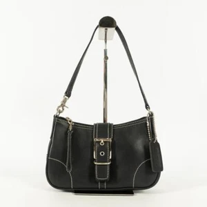 OLD COACH Vintage Shoulder Bag Leather 50192 black Used WhiteStitch 225233114712 - Picture 1 of 15