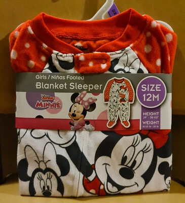 迪士尼青少年米妮老鼠宝宝蹒跚学步的女孩毯子睡床尺寸 12M 全新! — 第 1/2 张图片
