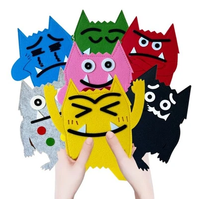 Monstruo emocional, marioneta de mano de fieltro, cuento de libro ilustrado, preescolar, tablero de fieltro Foto 1 de 4