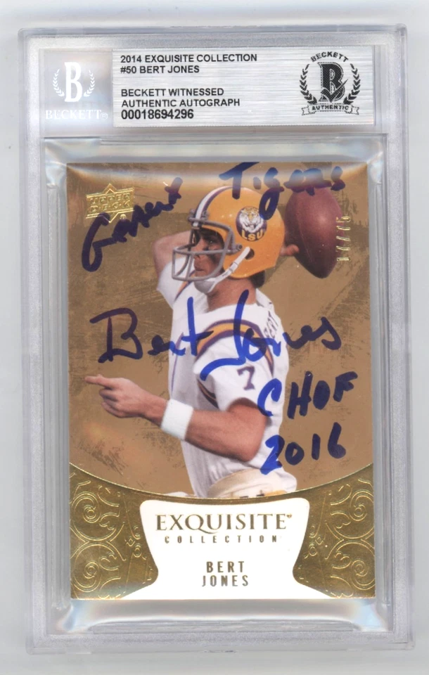 Bert Jones 2014 Exquisite Collection Gold Signed 2 Ins /75 Beckett BAS Auto LSU - Image 1 of 1
