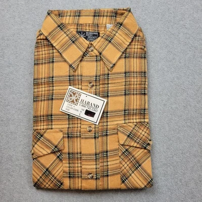 Haband Shirt Mens Large Yellow Plaid Jack Frost Flannels Button Down Long Sleeve - Image 1 of 4
