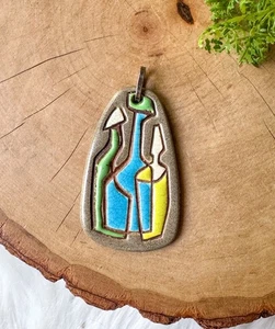 ASTRID TJALK FYRBO Denmark MCM Clay Earthenware POTTERY Bottles Pendant Abstract - Picture 1 of 3