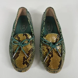 Mocassini Tod’s in pelle di pitone verde scarpe da guida donna taglia 35 1/2 - Foto 1 di 14