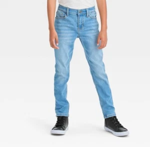Boys' Cat & Jack Light Wash 4 Ultimate Stretch Tapered Jeans - Picture 1 of 9