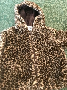 CLEARANCE 24m Fun fur leopard fur coat jacket hooded cheetah dress Holiday Xmas - Picture 1 of 4