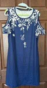 Unbranded Women's Short Sleeve Floral Cold Shoulder Stretchy Dress Size M - Picture 1 of 4
