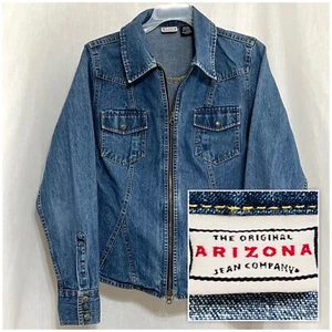 Gr. M Medium ARIZONA Damen Langarm Reißverschluss Medium Wash Denim Jeansjacke - Bild 1 von 9