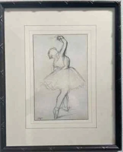 EDGAR DEGAS "ETUDE DE DANSEUSE II" SIGNED FRAMED MATTED LITHOGRAPH 17 X 21 - Picture 1 of 5
