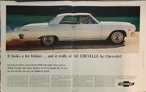 Anuncio vintage 1964 de un coche Chevrolet blanco 13 x 20 estar actualizado Chevelle Malibu - Imagen 1 de 1