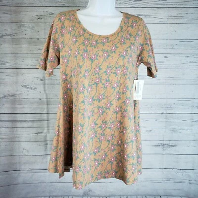 LuLaRoe Womens Perfect T Sz XS Pink Green Floral Short Sleeve Cotton Blend - Image 1 of 4