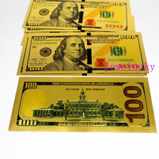 Lotes 10 Piezas Nuevos Billetes Artesanales US$100 Dólares Billetes Color Dorado Belleza Regalo