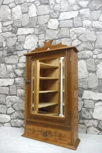 Antique Wooden Bathroom Cabinet Wall Cabinet Medicine Cabinet with mirror - Picture 1 of 13