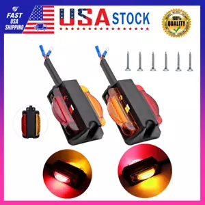 2PCS 14-LED Trailer Fender Lights Clearance Marker Light Truck 12V RV Amber/Red - Picture 1 of 18