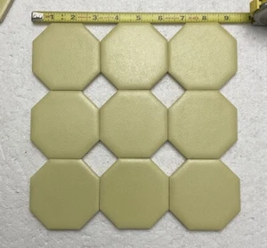 9 pcs Robertson Vintage Ceramic Octagonal Tile 3 1/8” Crystalline Yellow Octagon - Picture 1 of 14