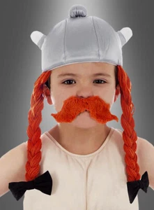 Obelix Helm aus Stoff für Kinder - bequemer Helm mit Zöpfen für Fans von Asterix - Bild 1 von 1