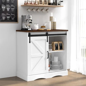 31.5"/31.9" H Farmhouse Kitchen Coffee Bar Sideboard Buffet Cabinet Console - Picture 1 of 28